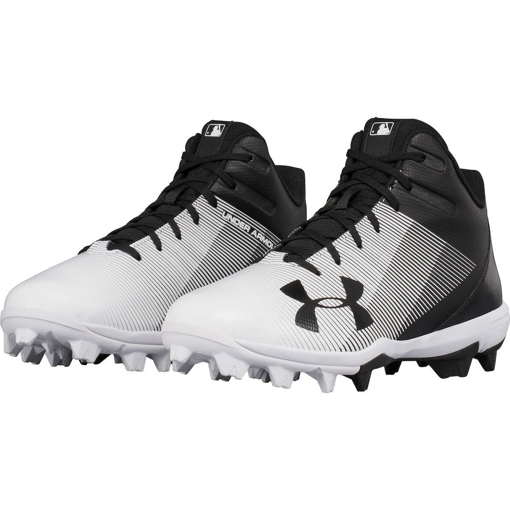 Crampons Under Armour Leadoff Mid RM - Baseball Homme - Noir/Blanc - Taille 9 - Occasion