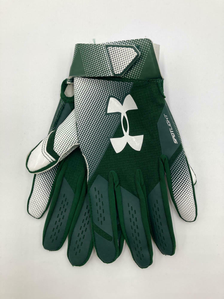 New Under Armour Men's XL Spotlight Football Gloves Wrist Green/White