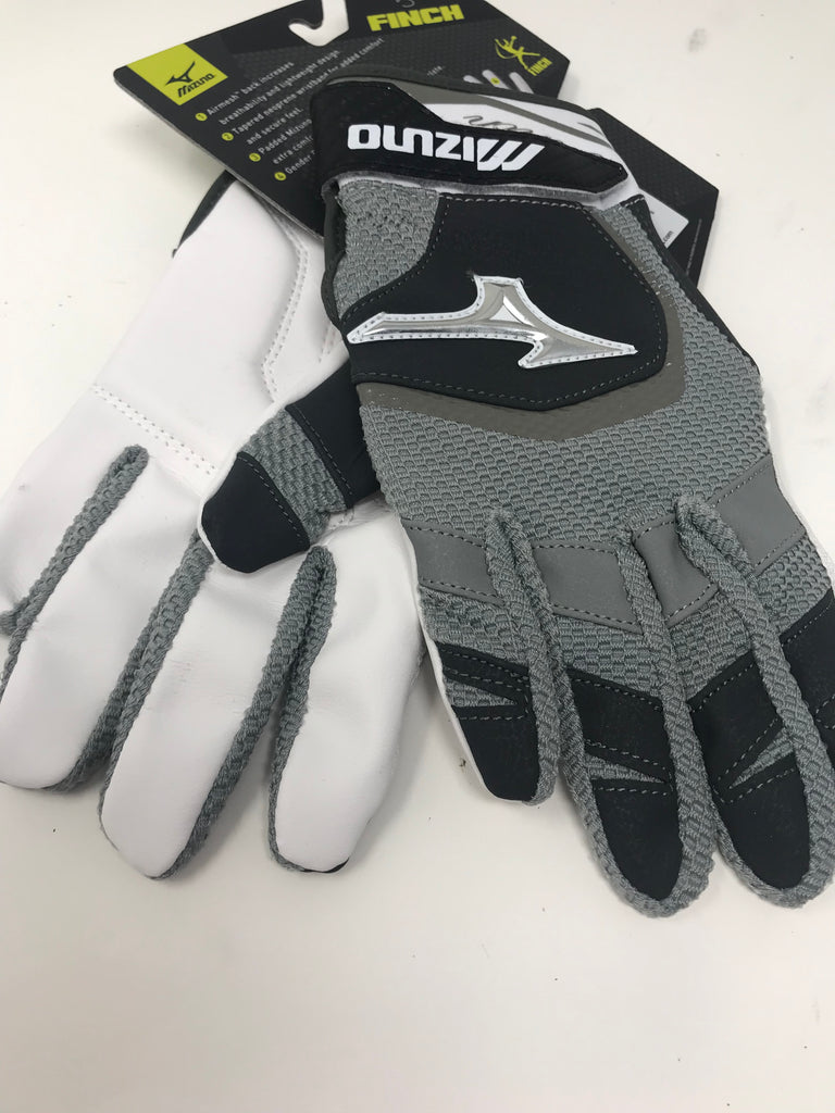 New Mizuno Finch Adult Women's Fastpitch Softball Batting Gloves X-Small  Gry/Wht