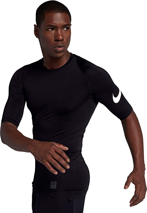 New Nike Men's 1/2 Sleeve Tight Fit Pro Football Top Medium Black