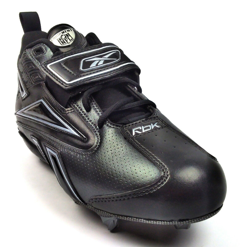 New Reebok NFL Thorpe Mid D Football Cleats Mens Black/Black