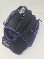 New Other Rawlings 11.5in Girls' Highlight Series Fastpitch Glove Blk/Purple LHT