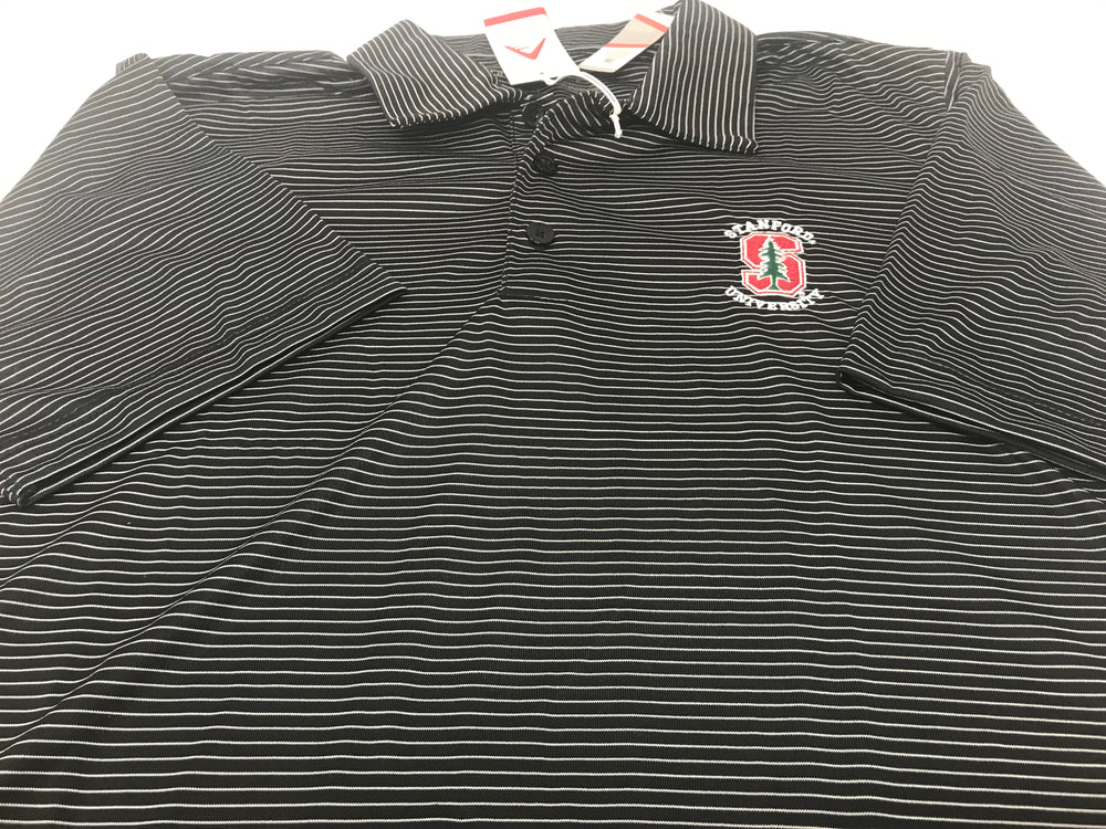 New Men's Antigua Charcoal Stanford Cardinal Compass Polo Medium Black/White