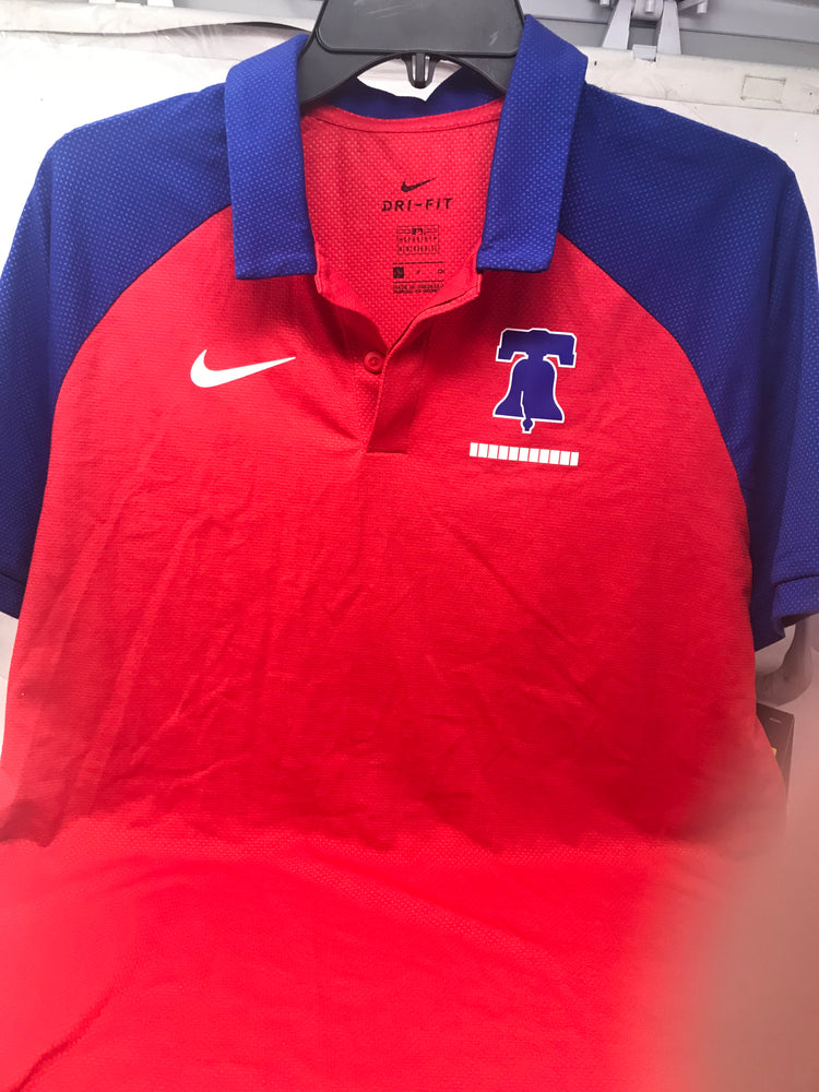 New Nike Dri Fit Retro Bell Philadelphia Phillies Red/Blue Men Small Polo Shirt