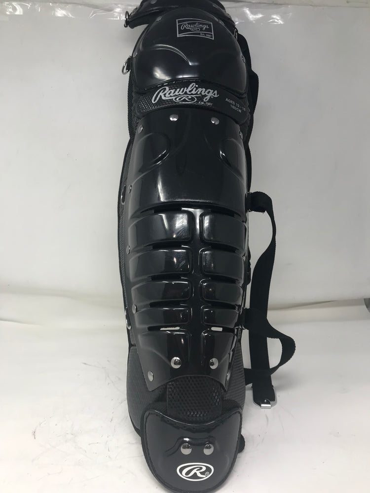 New Rawlings Junior 15.5 inch Knee to Ankle Catcher's Leg Guards Black (Pair)