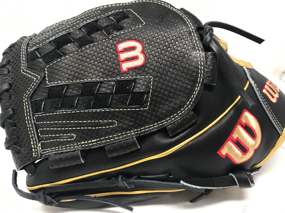 New Wilson A2000 SCV125 12.5" Softball Glove Black/Gold LHT V125 Spin Control