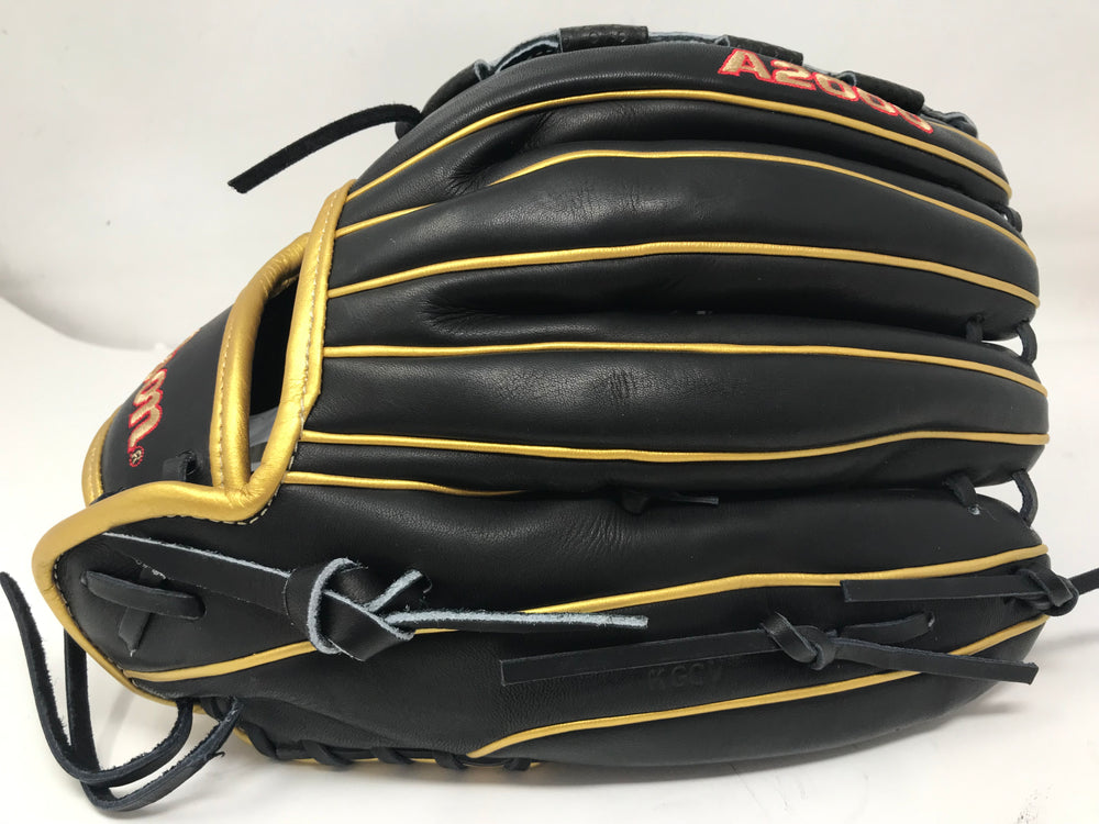 New Wilson A2000 SCV125 12.5" Softball Glove Black/Gold LHT V125 Spin Control
