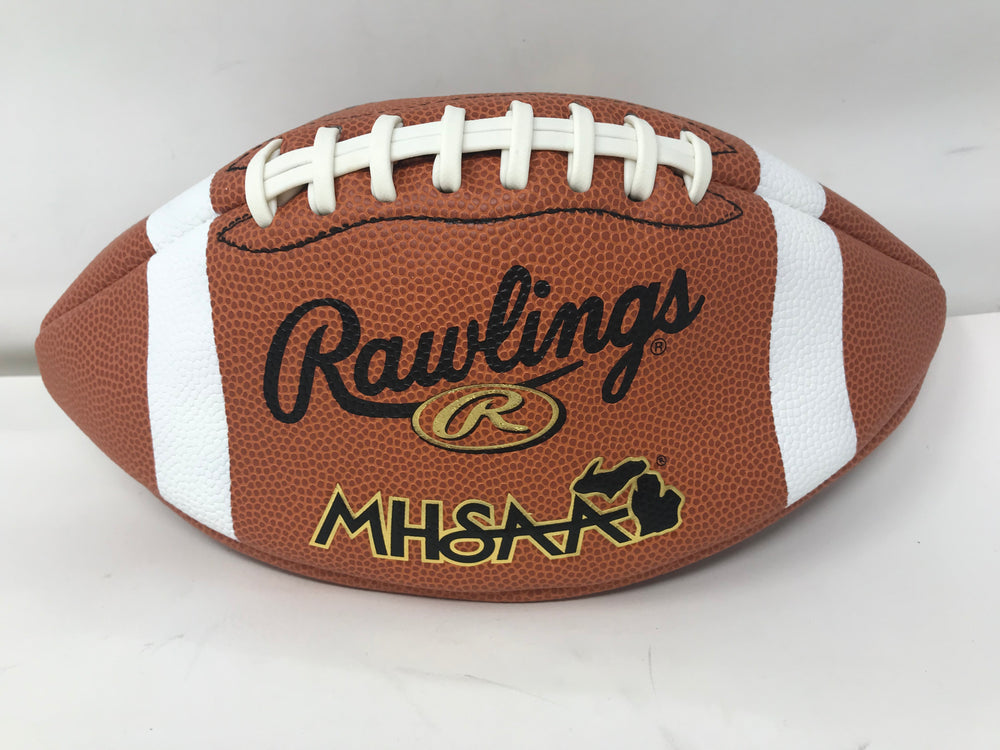 New Rawlings Composite Leather ST5 Michigan Official Football MHSAA Brown/White