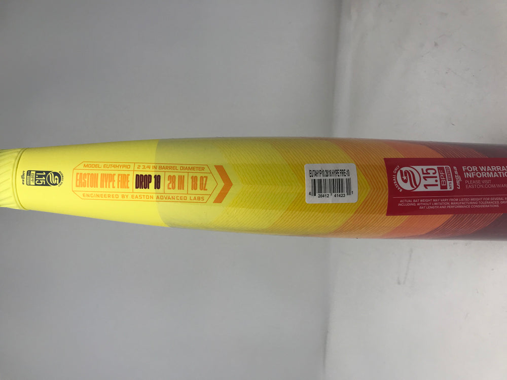 New 2024 Easton Hype Fire USSSA Baseball Bat 2 3/4 Barrel Yellow/Red