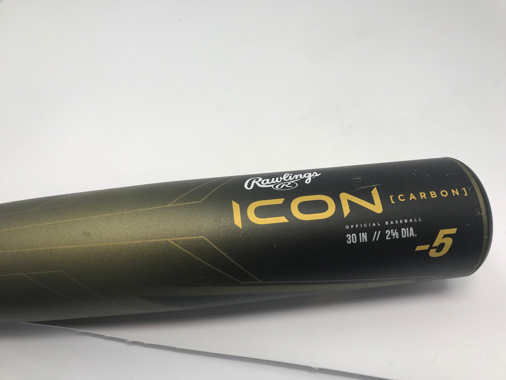 Used Rawlings 2023 ICON Baseball Bat 30/25 USSSA 2 Piece Composite Black/Metal
