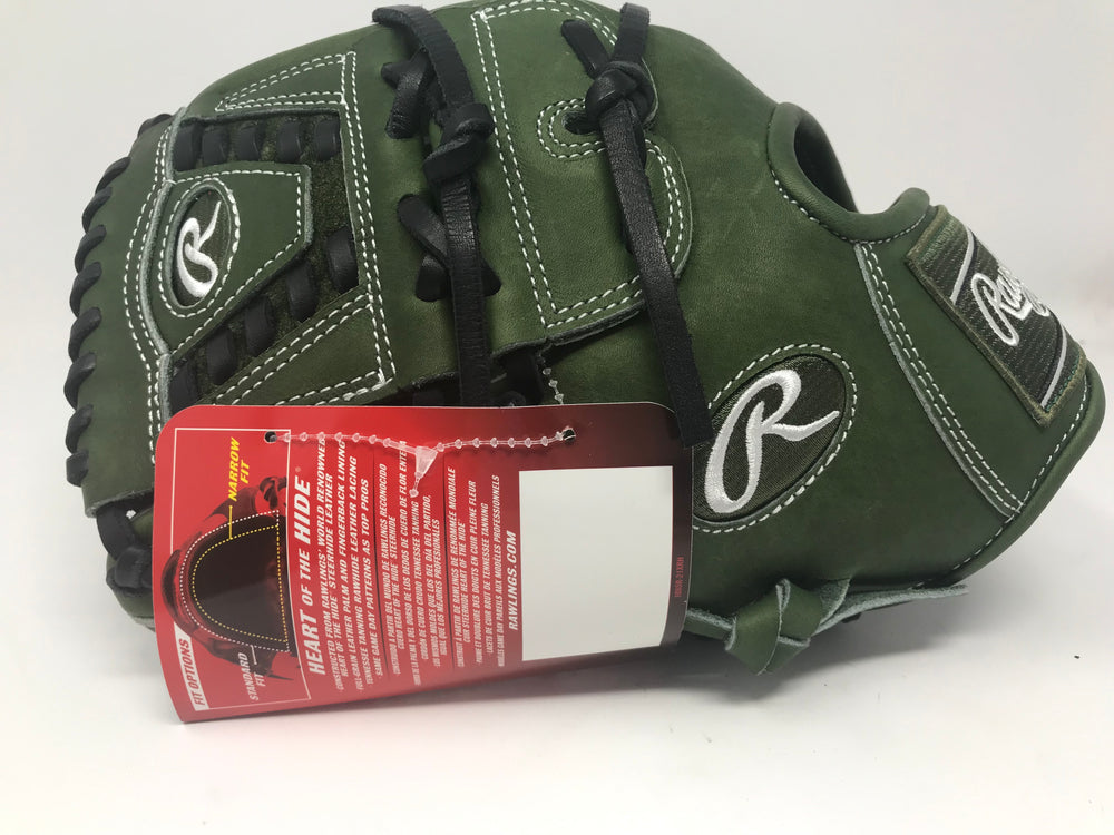 New Rawlings Heart of The Hide Military Green 11.75 Inch LHT Baseball Glovee