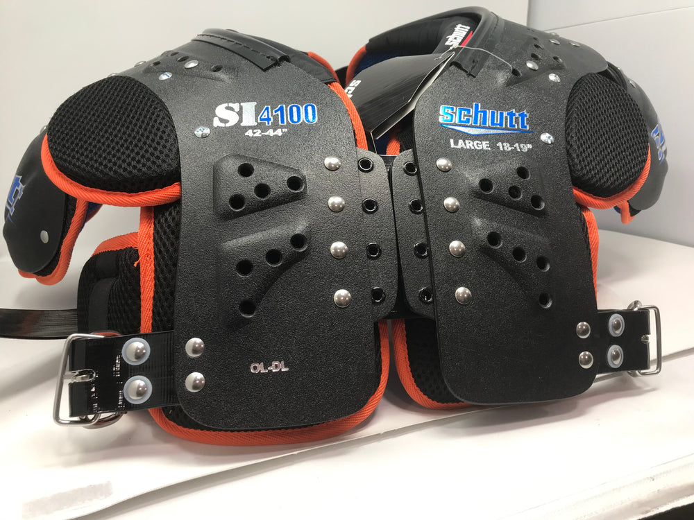New Schutt Adult Large 18-19" Schutt SI4100 OL-DL Shoulder Pads Black/Orange
