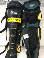 New Easton Leg Guards Elite X Black/Yellow Intermediate Catchers Baseball