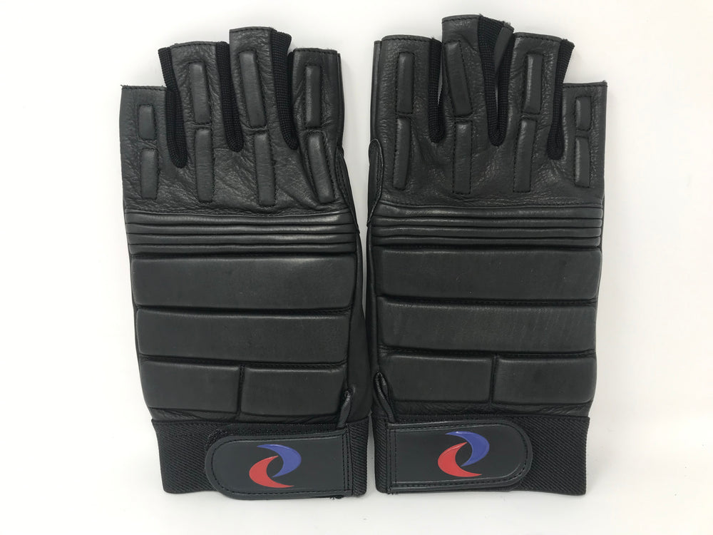 New ProTeam Adult Half Finger Lineman Football Gloves Regular Black