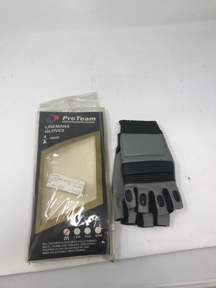 New Pro Team Linemen's Glove Half Finger Black/Grey Youth Medium