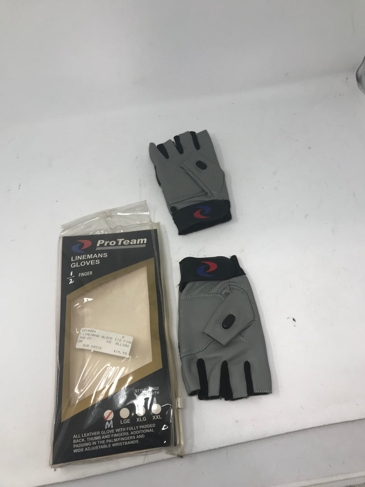 New Pro Team Linemen's Glove Half Finger Black/Grey Youth Medium