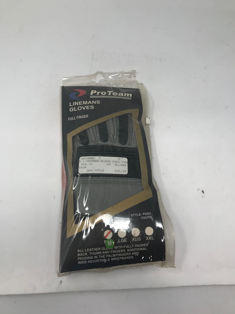 New Pro Team Linemen's Glove Half Finger Black & Grey Youth Small