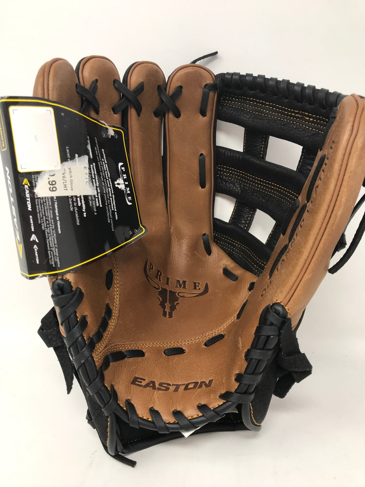 New Easton Prime Slowpitch Softball Glove, 13" LHT Deep Pocket Design Blk/Brn