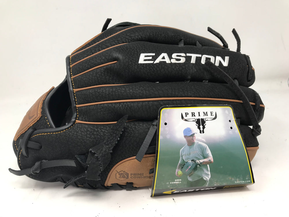 New Easton Prime Slowpitch Softball Glove, 13" LHT Deep Pocket Design Blk/Brn