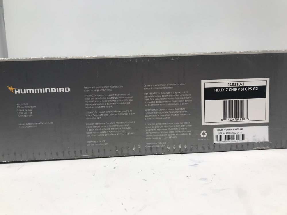 New Humminbird Helix 7 Chirp SI/GPS G2 Combo