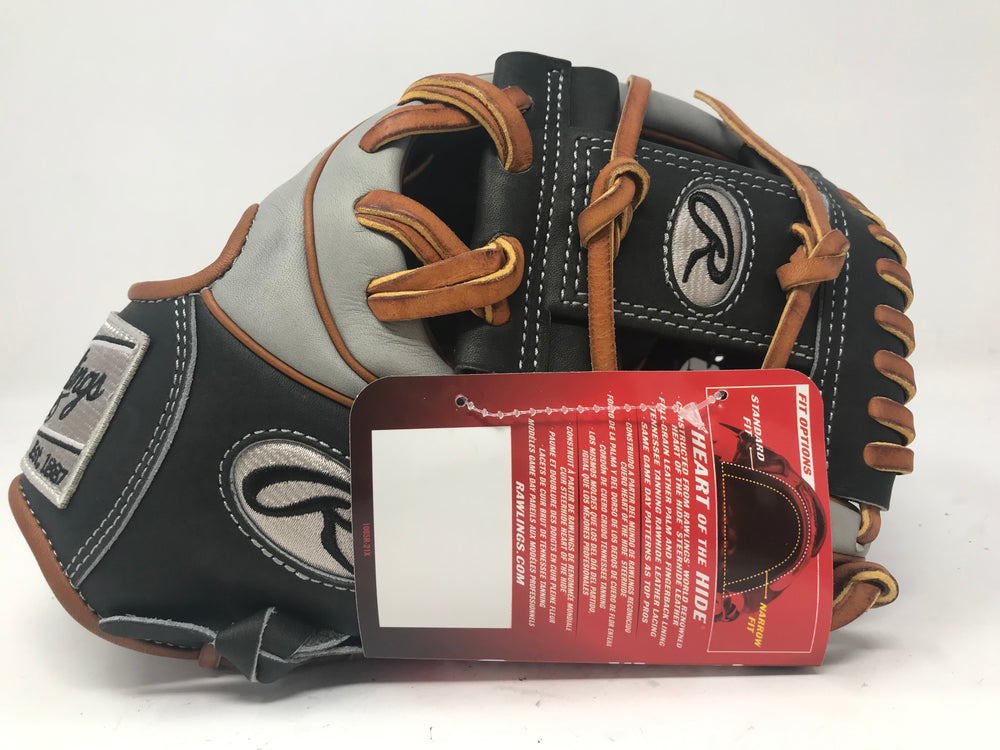 New Rawlings Heart of The Hide 11.5" Baseball Glove RHT Black/Gray/Brown