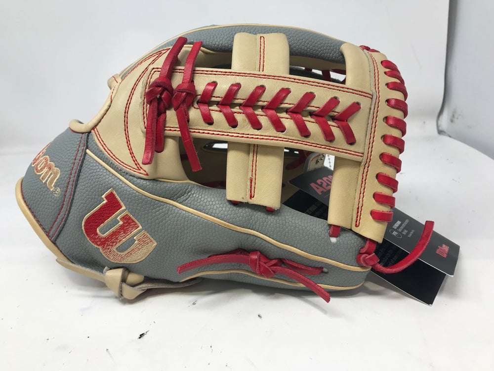 New Wilson A2K Outfield Baseball Glove 11.75 Inch RHT Gray/Tan/Red