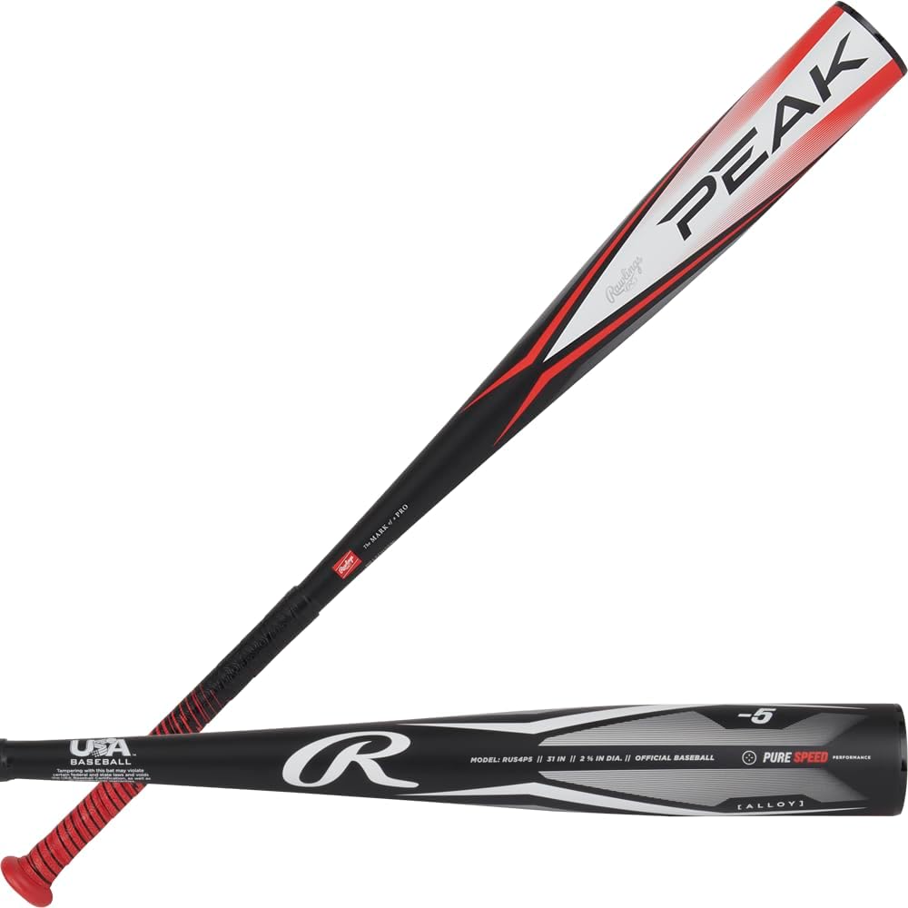 Rawlings | Peak Baseball Bat | USA | -10 Drop | 2 5/8" Barrel | 1 Pc. Alloy