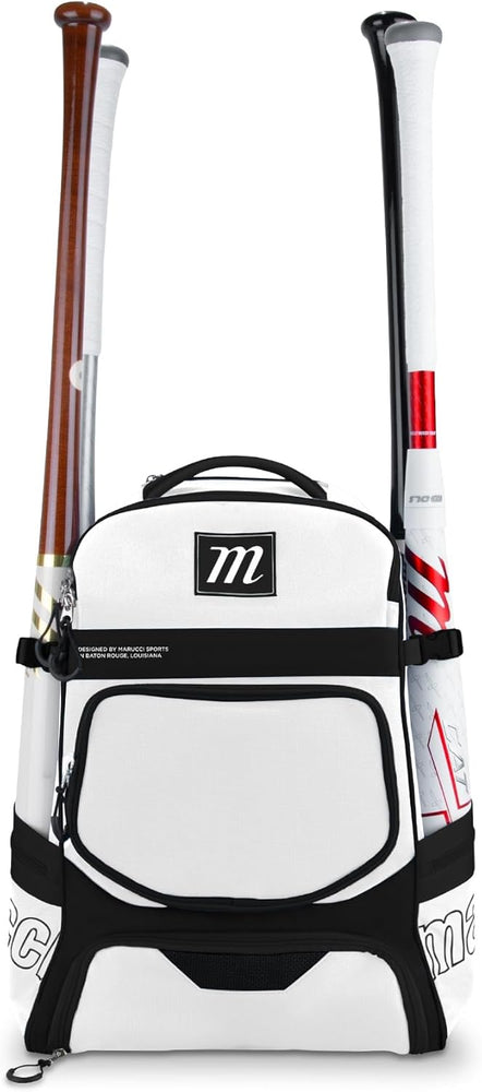 New Marucci RANGR BAT PACK 12.5"W x 10"D x 19"H White/Black Holds 4 Bats