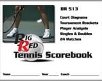 New Big Red Tennis Scorebook, Court Diagrams, 24 Matches