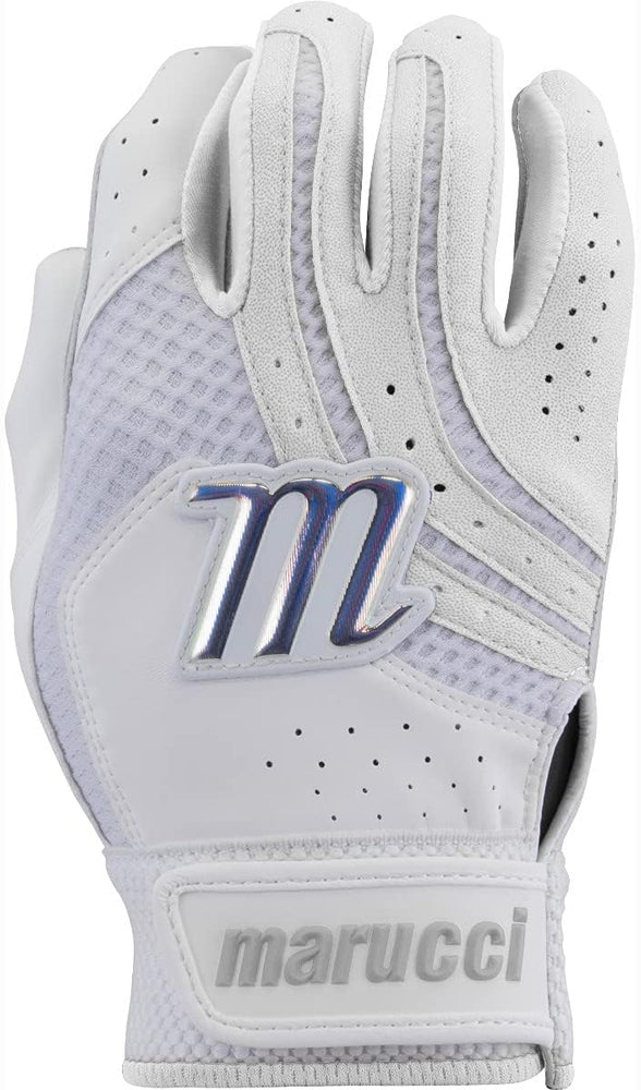 New Marucci Medallion Fastpitch Batting Gloves Adult Medium White/Violet