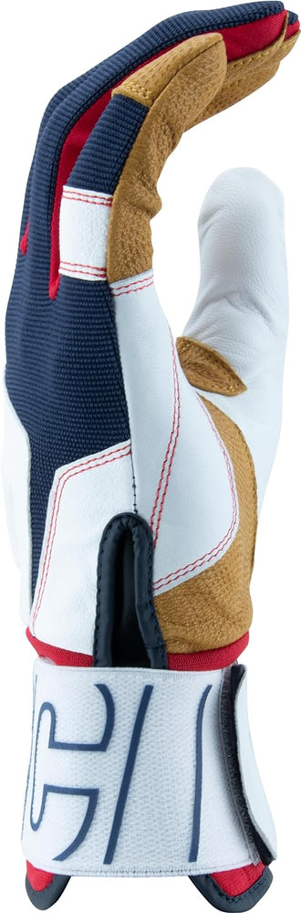 New Marucci Blacksmith Full WRAP Adult Batting Glove V2 Large Navy/Red/White