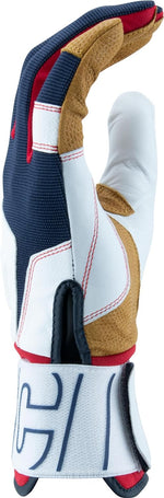 New Marucci Blacksmith Full WRAP Adult Batting Glove V2 Large Navy/Red/White