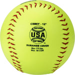 New Champro Game ASA Slow Ptich .44 COR, 375 Compression, Poly Synthetic Cover, Red Stiches (Optic Yellow, 12-Inch), Pack of 12