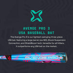 New Axe Avenge Pro 3 Composite USA Baseball Bat | Drop -10 | 3-Piece | 2 5/8" Barrel | Standard Axe Handle | Blue/Pink
