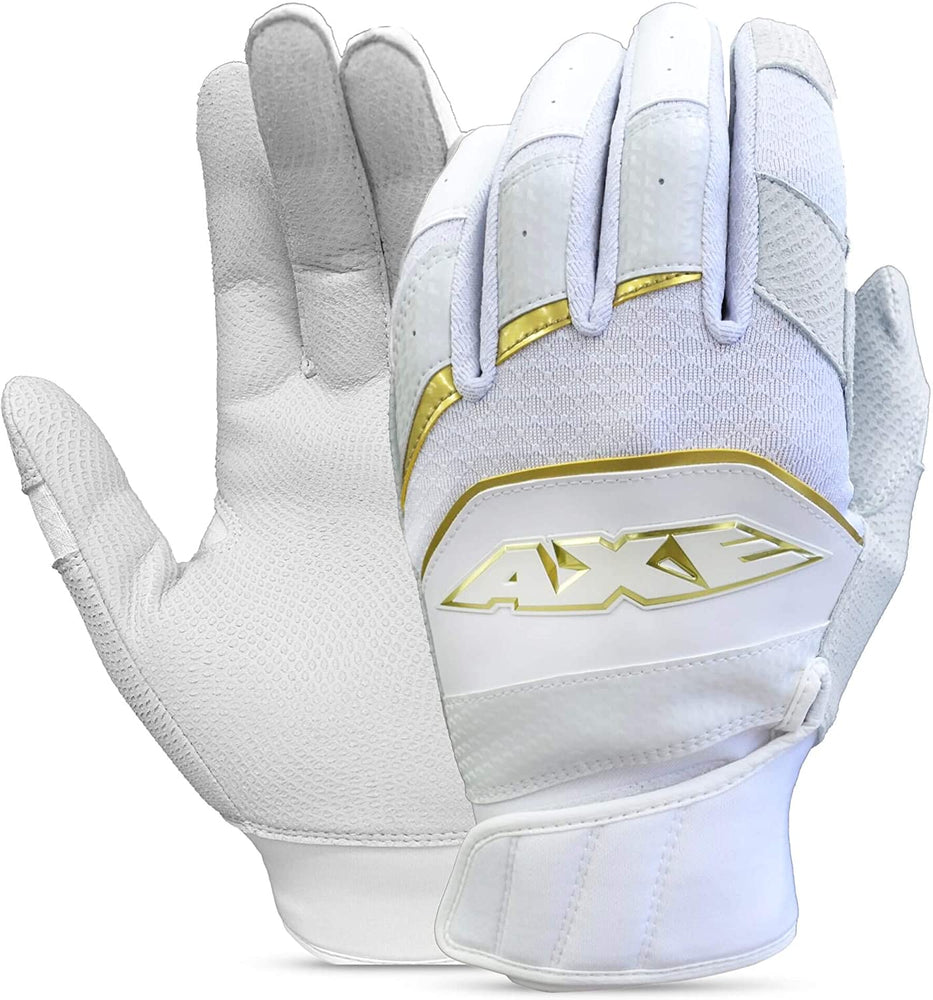 New Axe Pro-Fit Batting Gloves Cabretta Leather Adult large White/Gold