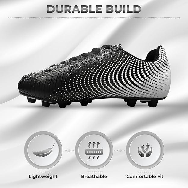 New Vizari Stealth Unisex FG Soccer Shoes Molded Cleats 10C Toddler Black/White