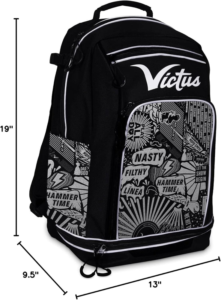 New Victus DNA Baseball BAT Pack, Black/Gray OSFA Holds 2 Bats w/ Fence Hooks