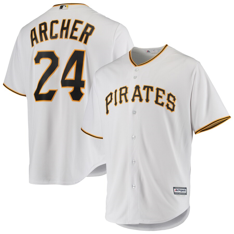 New Majestic International MLB Pittsburg Pirates Chris Archer Jersey L Wht/Gld