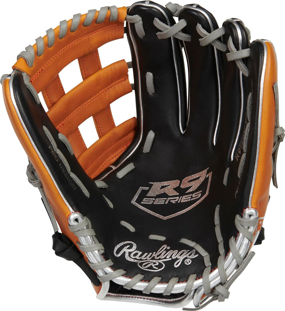 New Rawlings R9 Youth Contour FIT Baseball Glove 12 Inch RHT Black/Brown