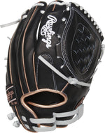 New Rawlings | Heart of The Hide Fastpitch Softball Glove | 12" | Basket Web | Left Hand Throw Black/White/Rose Gold