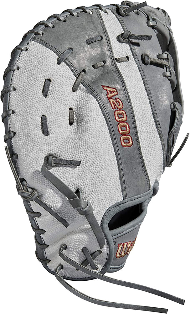 New Wilson A2000 Fastpitch First base Glove RHT Gray/White Superskin