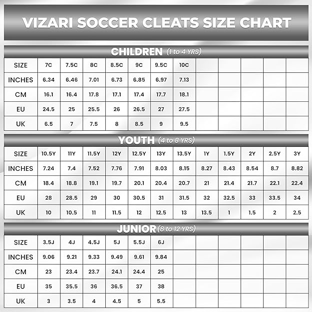 New Vizari Stealth Unisex FG Soccer Shoes Molded Cleats Big Kids Black/White Size 5J