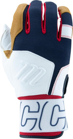 New Marucci Blacksmith Full WRAP Adult Batting Glove V2 Large Navy/Red/White