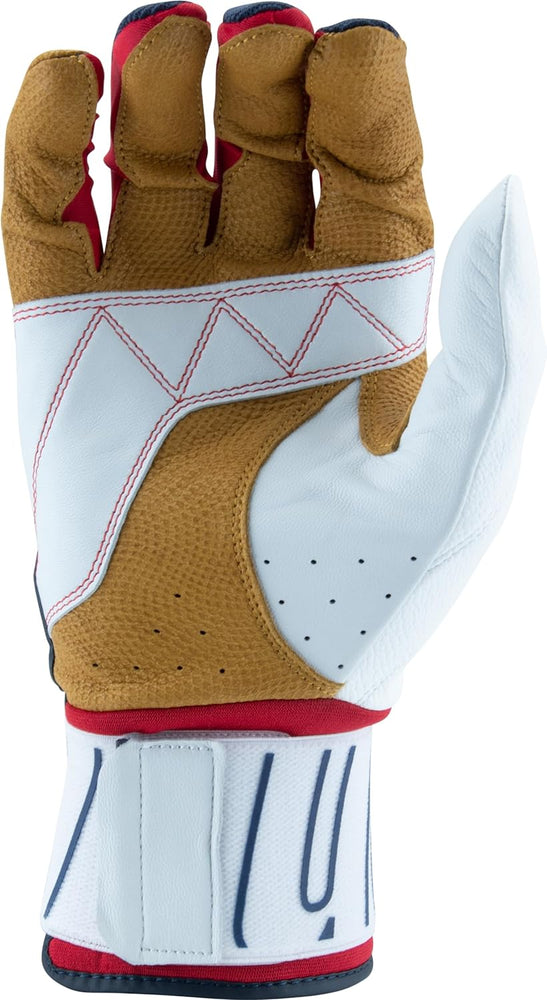 New Marucci Blacksmith Full WRAP Adult Batting Glove V2 Large Navy/Red/White