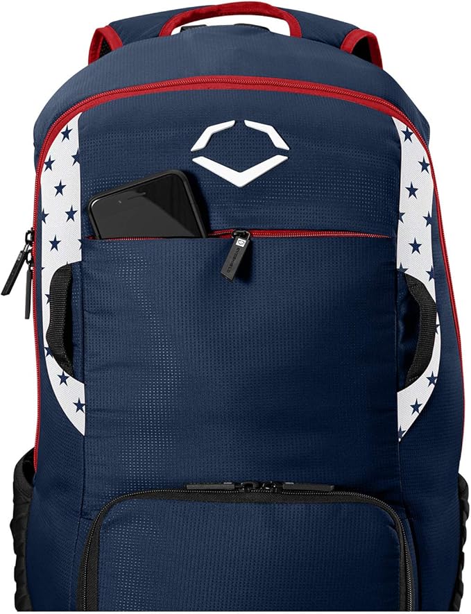New EvoShield Standout Backpack 12" W x 9" D x 23" H Navy/White/Red 1 Fence Hook