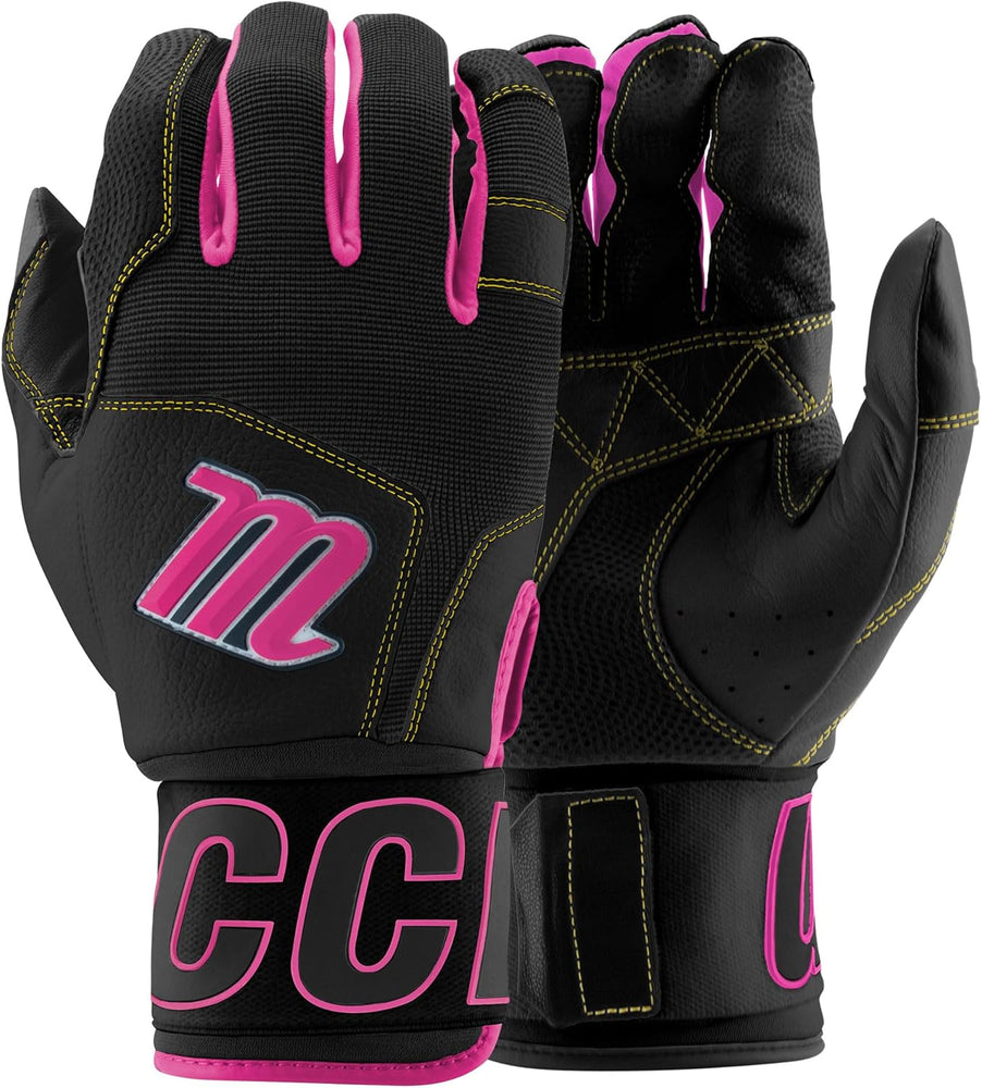 New Marucci Blacksmith Full WRAP Adult Batting Glove V2 Large Black/Pink