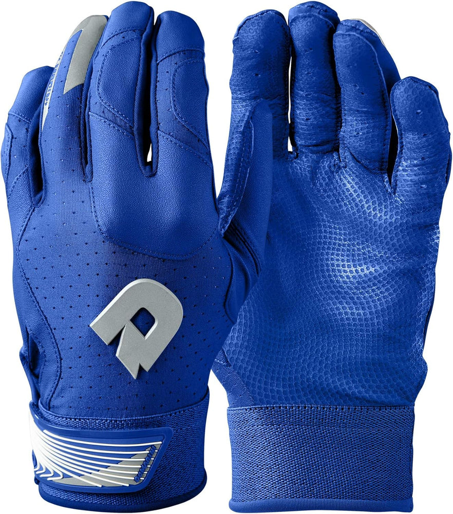 New DeMarini CF Batting Gloves Royal/Gray Large Adult 4 Way Stretch