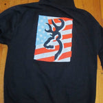 New Other Browning Vintage American Flag Sweatshirt Hoodie Men's Large Navy Blue