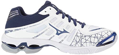 New Mizuno Women 10 Wave Voltage Indoor Court Volleyball Shoe Navy/White/Silvr