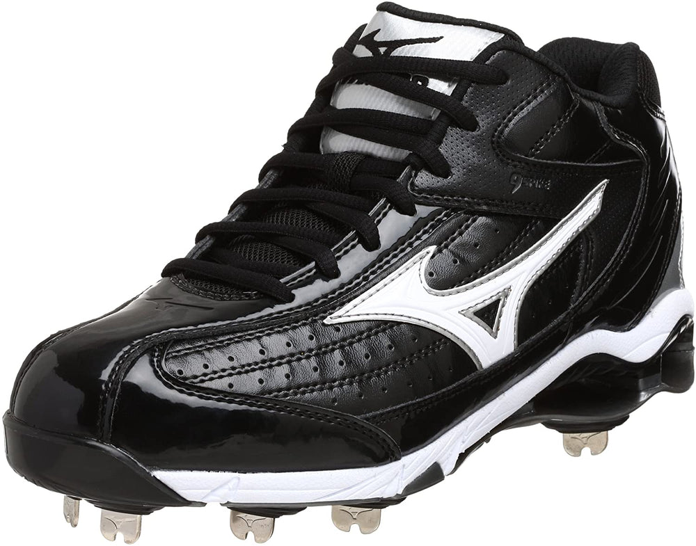 New Mizuno Men's 9 Spike Classic G5 Mid Baseball Cleat Men 10.5 Black/White